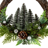 Festive Brush Tree Wreath With Baubles And Pinecones - Thumb 2