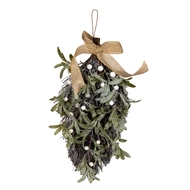 Frosted Mistletoe And Pine Swag With Ribbon - Thumb 1