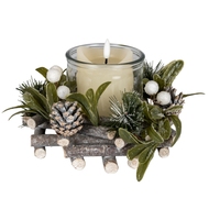 Frosted Mistletoe And Pine Candle Wreath - Thumb 2