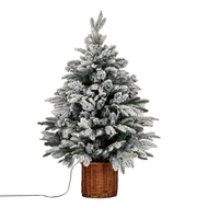 Snowy Norway Fir Pre-Lit Led 300L Fir Tree In Rattan Pot - Thumb 1