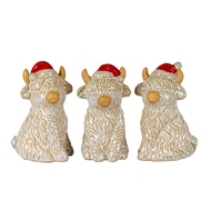 Merry Moo Ceramic Cow Ornament Gazing Left - Thumb 3