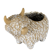 Alora Ceramic Highland Cow Planter Gazing Left - Thumb 3