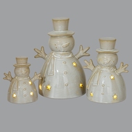 Alora Ceramic Medium Snowman With LED Light - Thumb 6