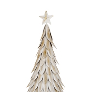Medium White Metal Christmas Tree on Wooden Stand - Thumb 2