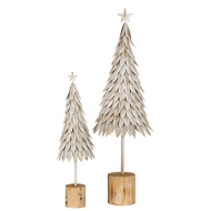 Medium White Metal Christmas Tree on Wooden Stand - Thumb 3