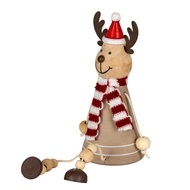 Wooden Jolly Sitting Reindeer Decoration - Thumb 2