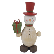 Wooden Snowman with Present