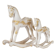 Small Whitewashed Wooden Rocking Horse - Thumb 4