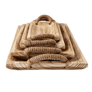 Set Of 4 Artisan Rectangular Trays With Rope Handles - Thumb 2