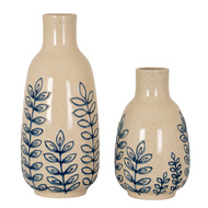 Blue Leaf Medium Ceramic Bottle Vase - Thumb 2
