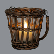 Briar Collection Small Wicker Basket Lantern With Handle - Thumb 3