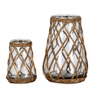 Briar Collection Large Wicker Pillar Lantern - Thumb 2