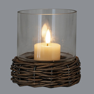 Briar Collection Small Hurricane Lantern With Wicker Tray - Thumb 3
